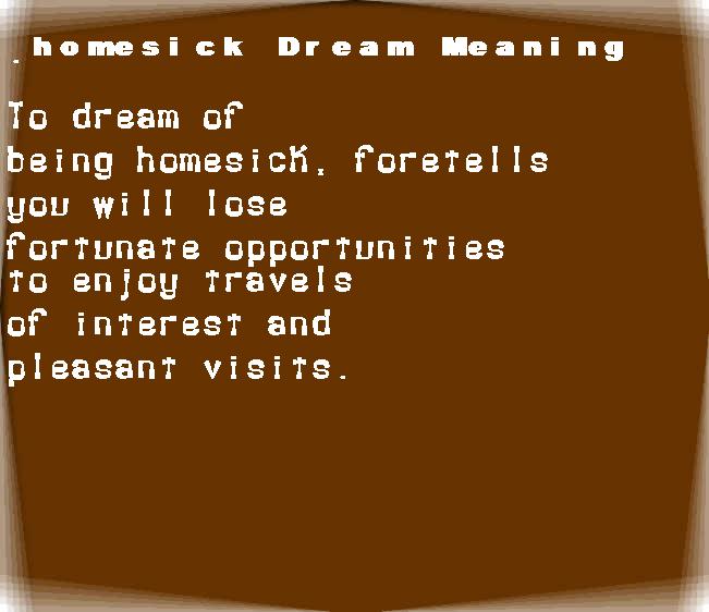  dream meanings homesick