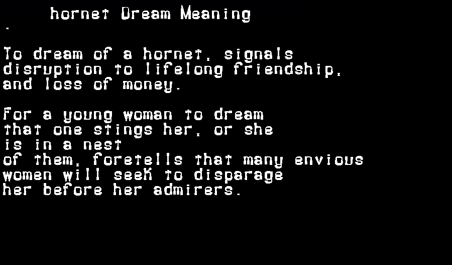  dream meanings hornet