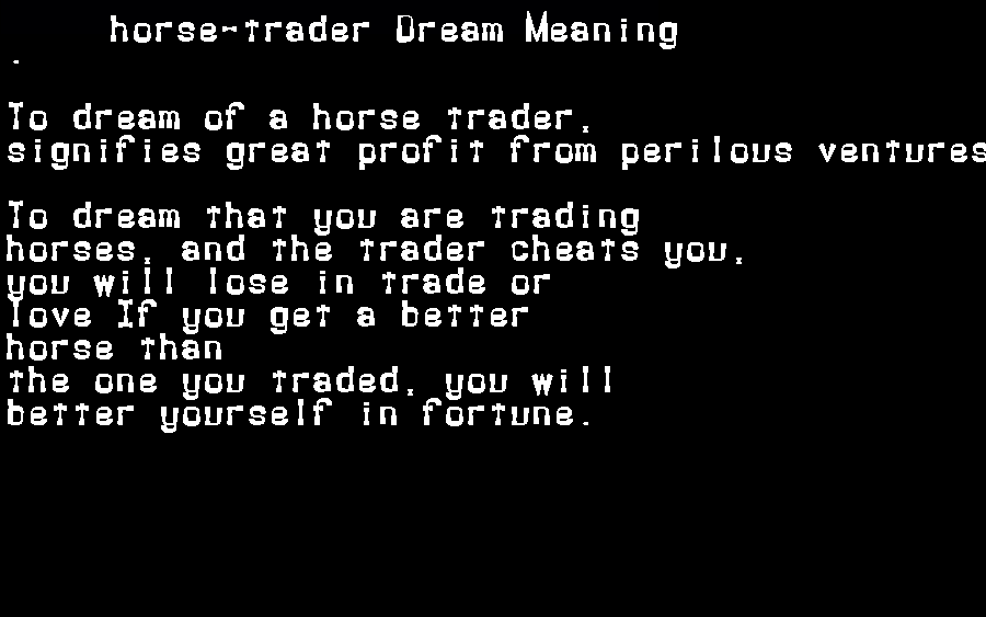  dream meanings horse-trader