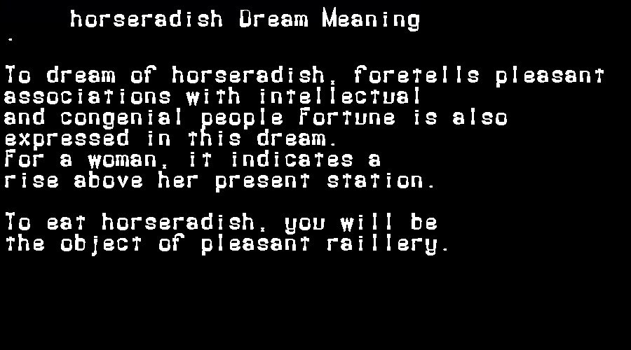  dream meanings horseradish