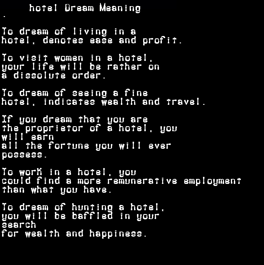  dream meanings hotel