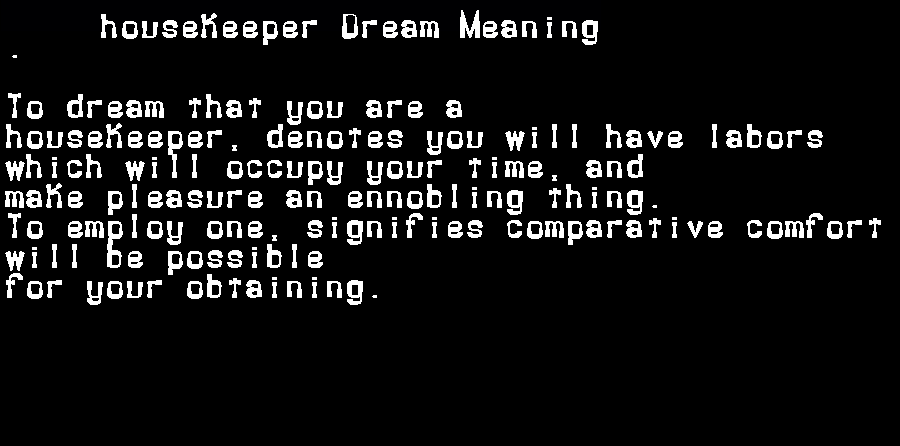  dream meanings housekeeper