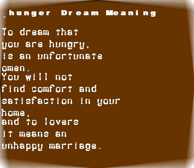  dream meanings hunger