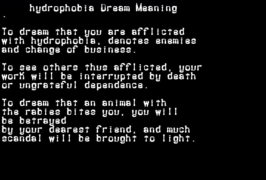  dream meanings hydrophobia