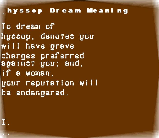  dream meanings hyssop