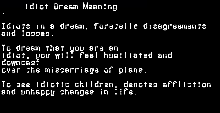  dream meanings idiot
