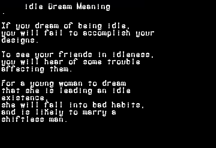  dream meanings idle