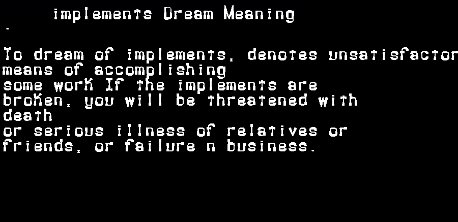  dream meanings implements