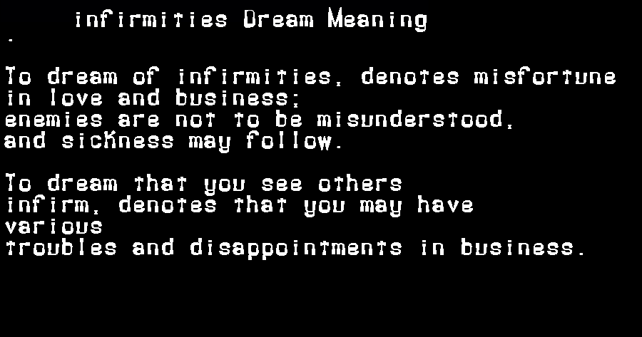  dream meanings infirmities