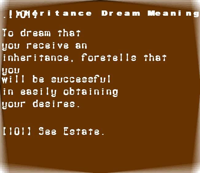  dream meanings inheritance