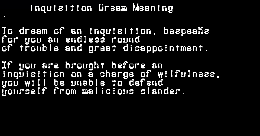  dream meanings inquisition