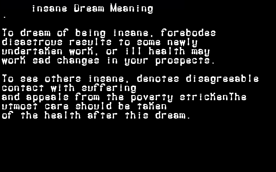  dream meanings insane