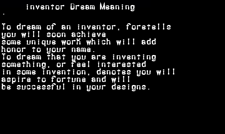  dream meanings inventor