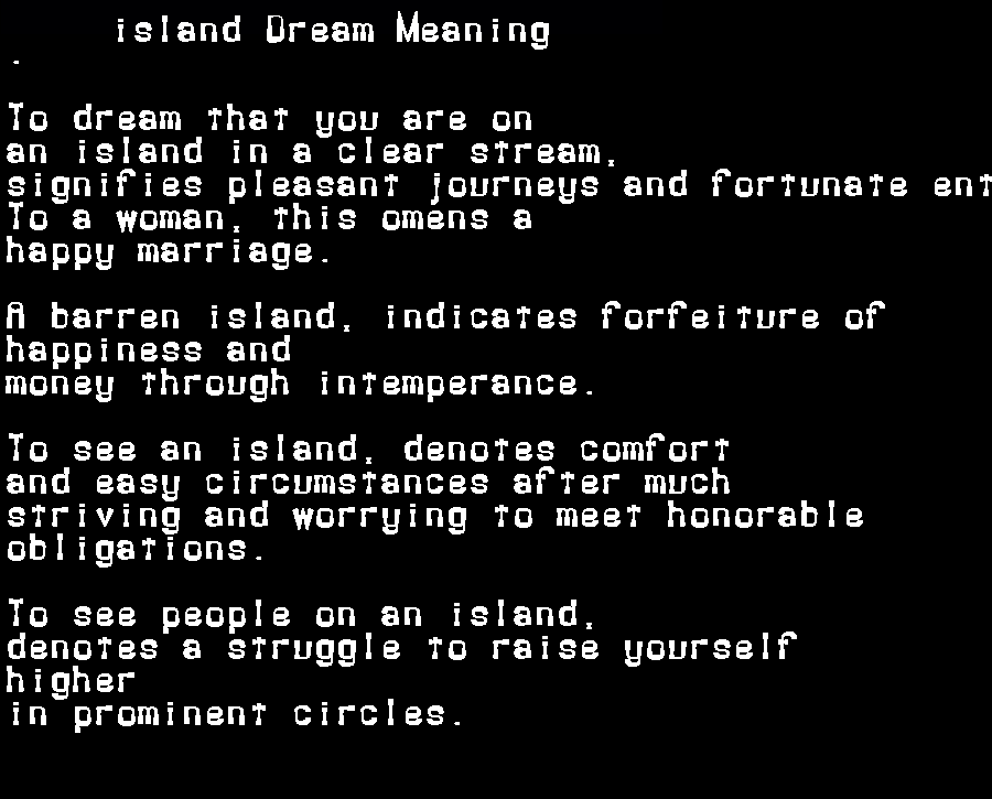  dream meanings island