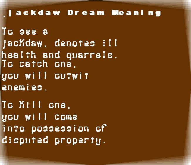  dream meanings jackdaw