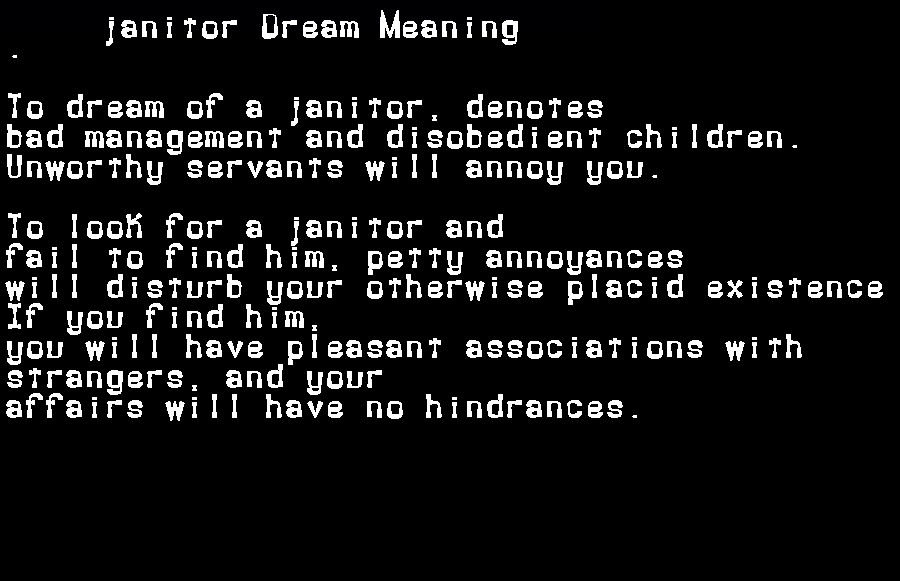  dream meanings janitor