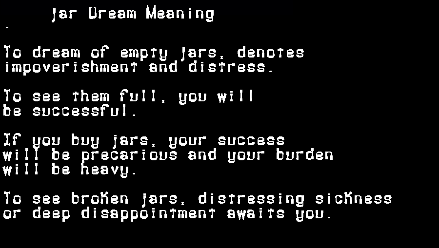  dream meanings jar