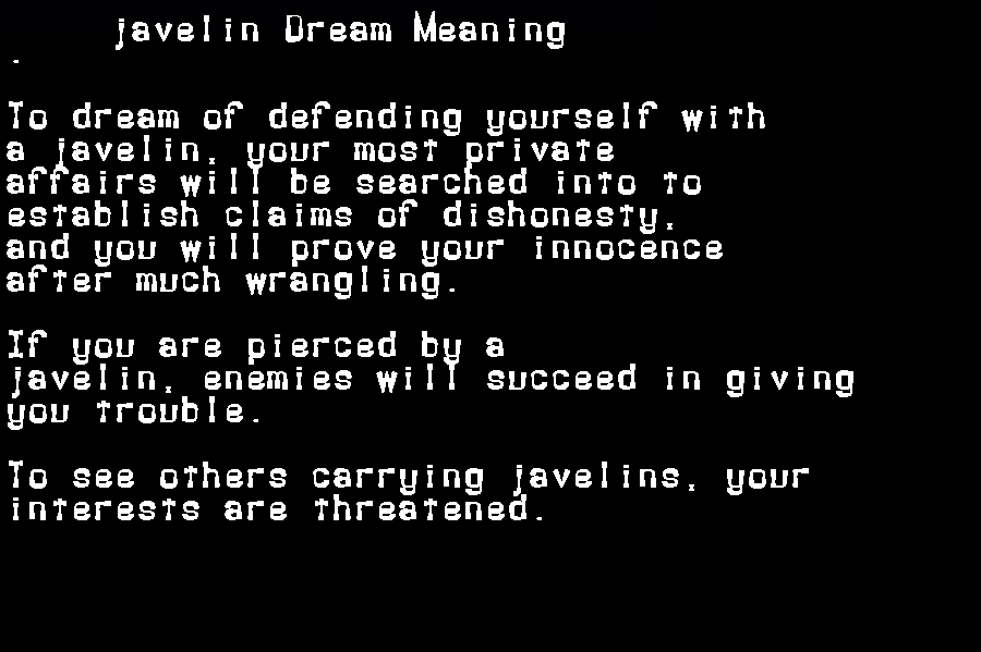  dream meanings javelin