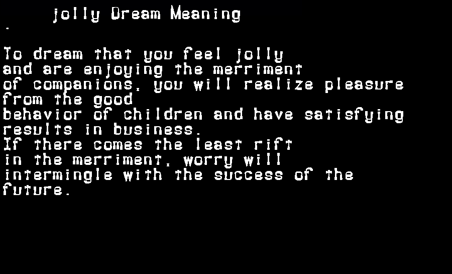  dream meanings jolly