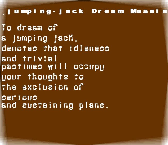  dream meanings jumping-jack