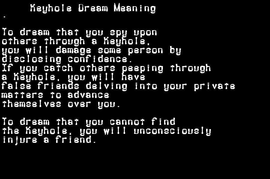  dream meanings keyhole
