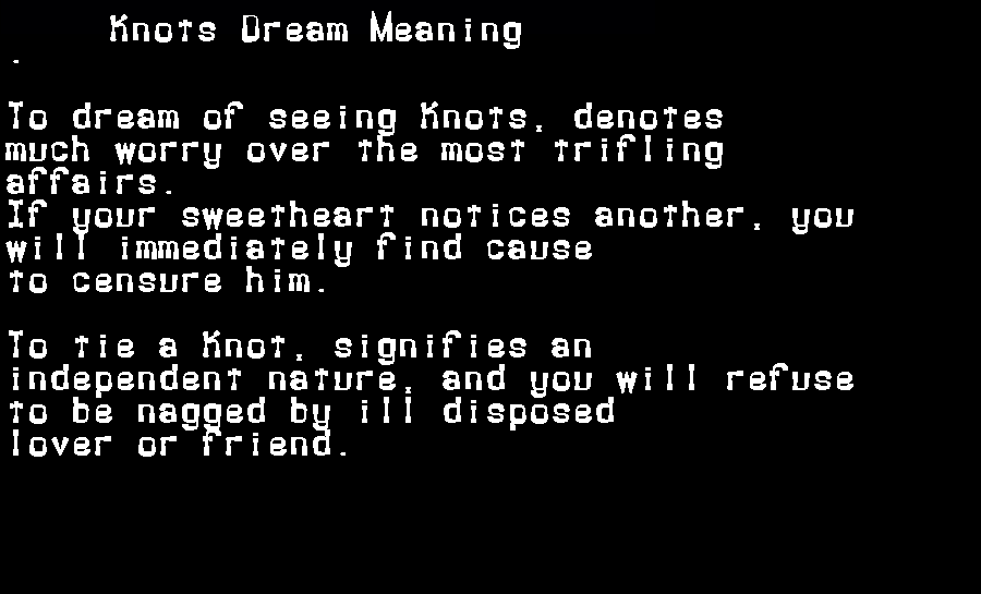  dream meanings knots