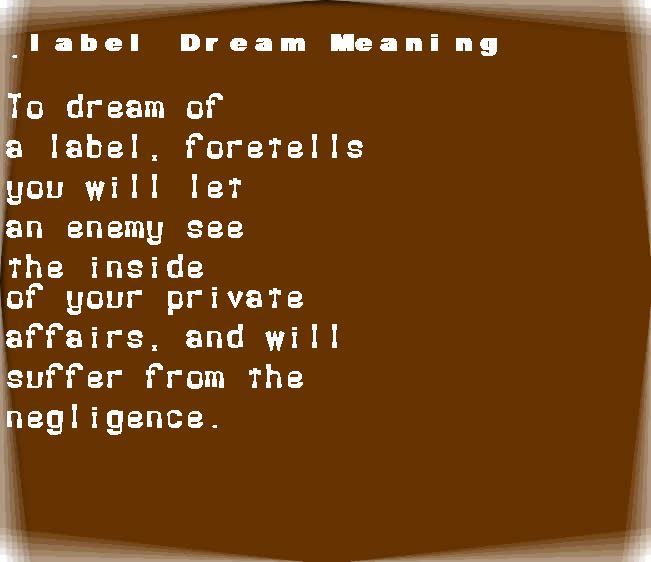  dream meanings label