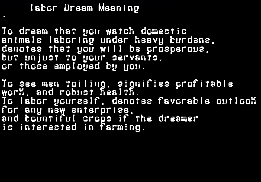  dream meanings labor