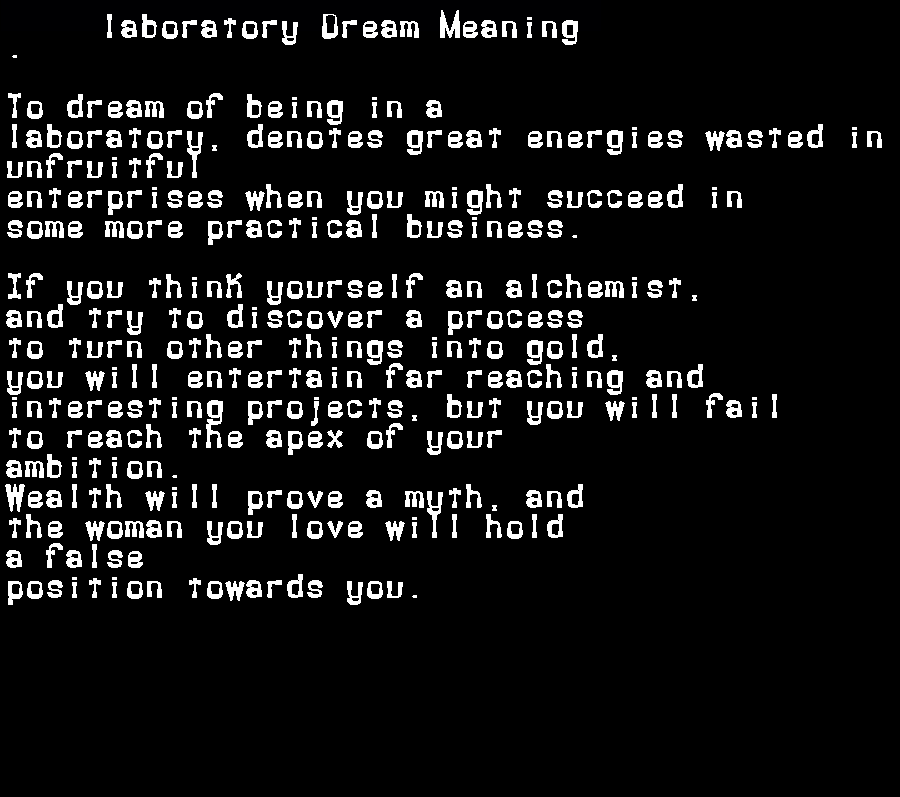  dream meanings laboratory