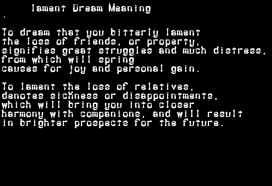  dream meanings lament