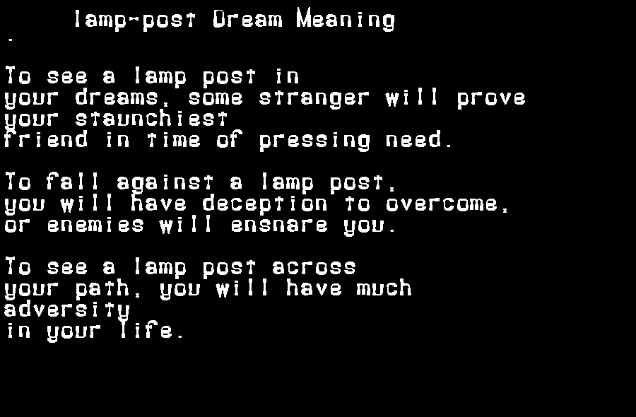  dream meanings lamp-post