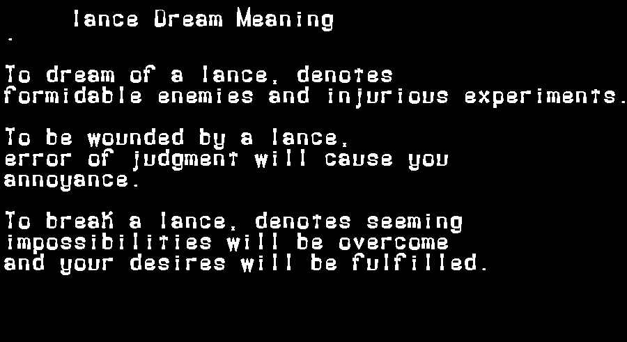  dream meanings lance