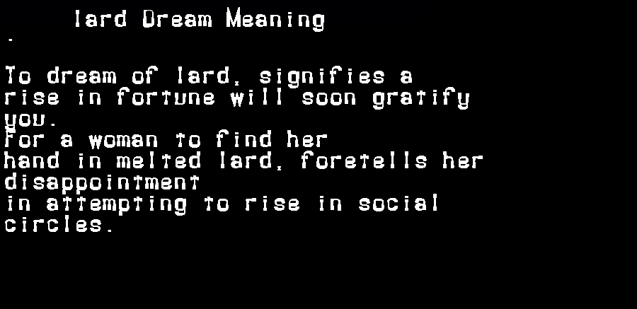  dream meanings lard