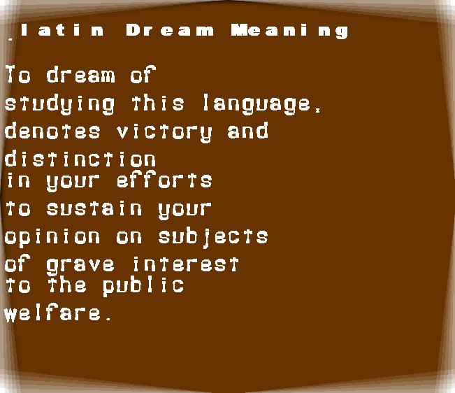  dream meanings latin