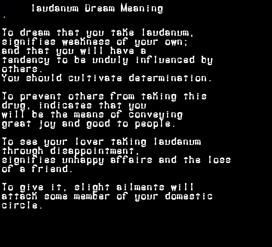  dream meanings laudanum