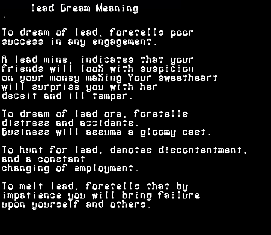  dream meanings lead