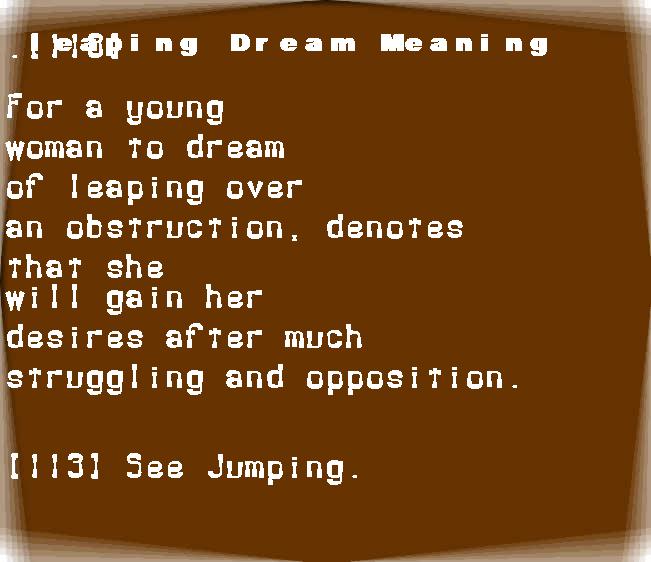  dream meanings leaping