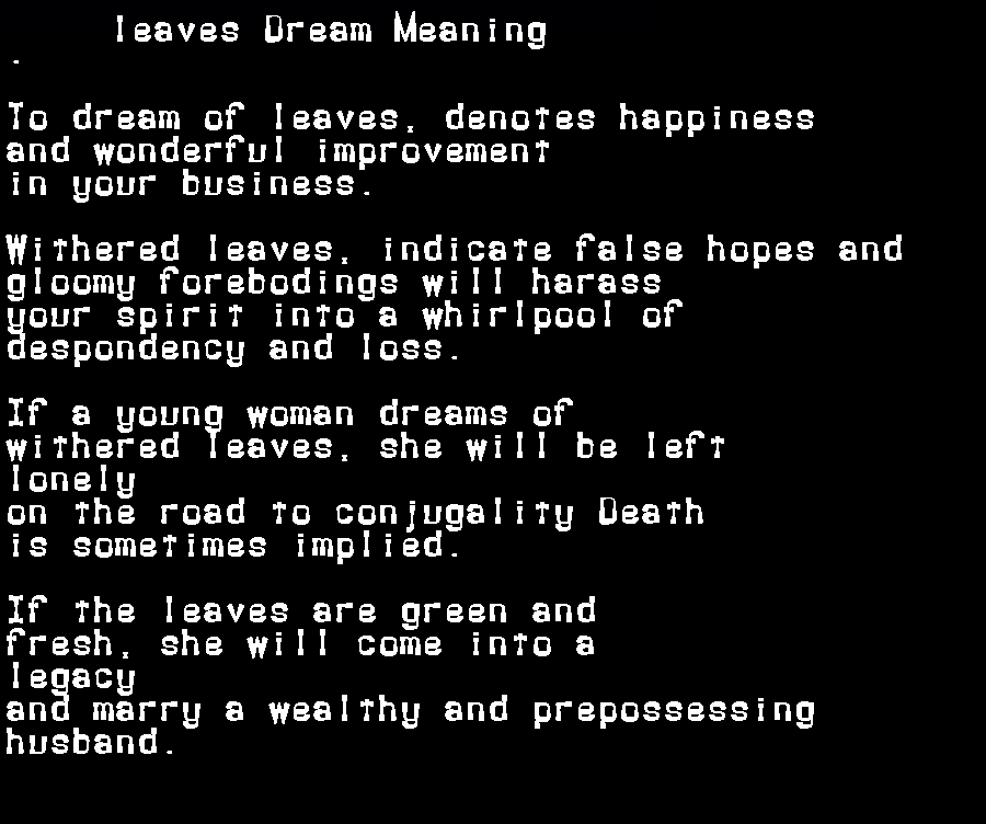  dream meanings leaves