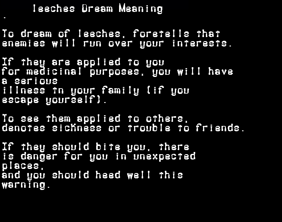  dream meanings leeches