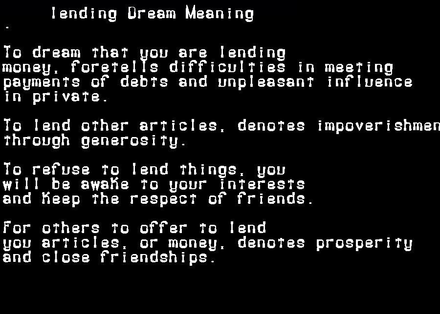  dream meanings lending