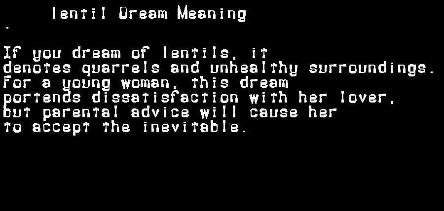  dream meanings lentil