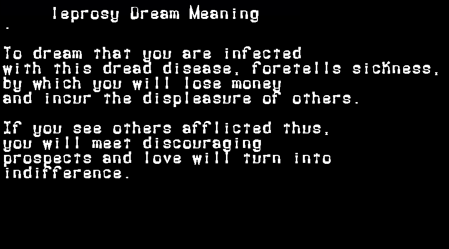  dream meanings leprosy
