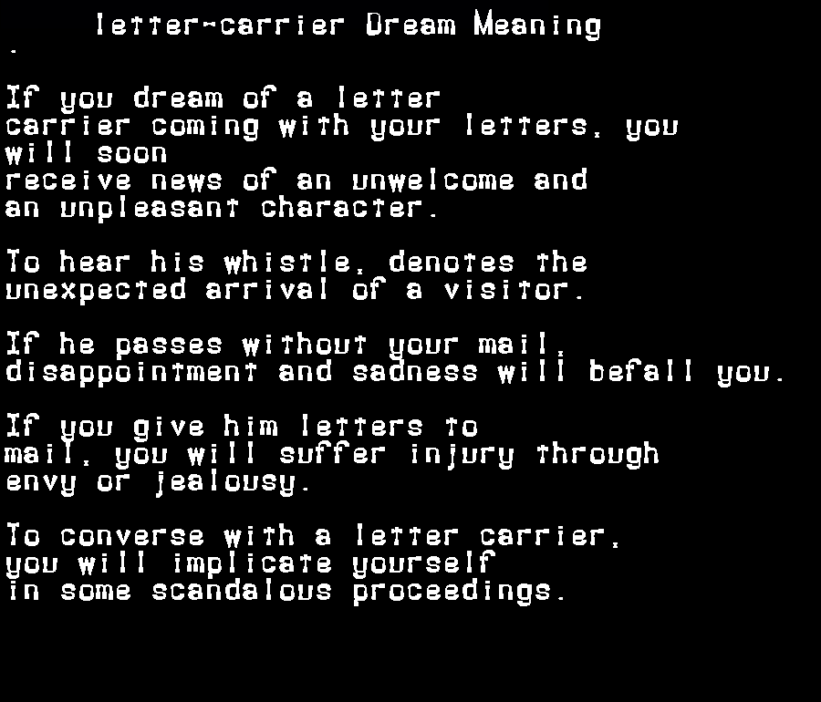  dream meanings letter-carrier