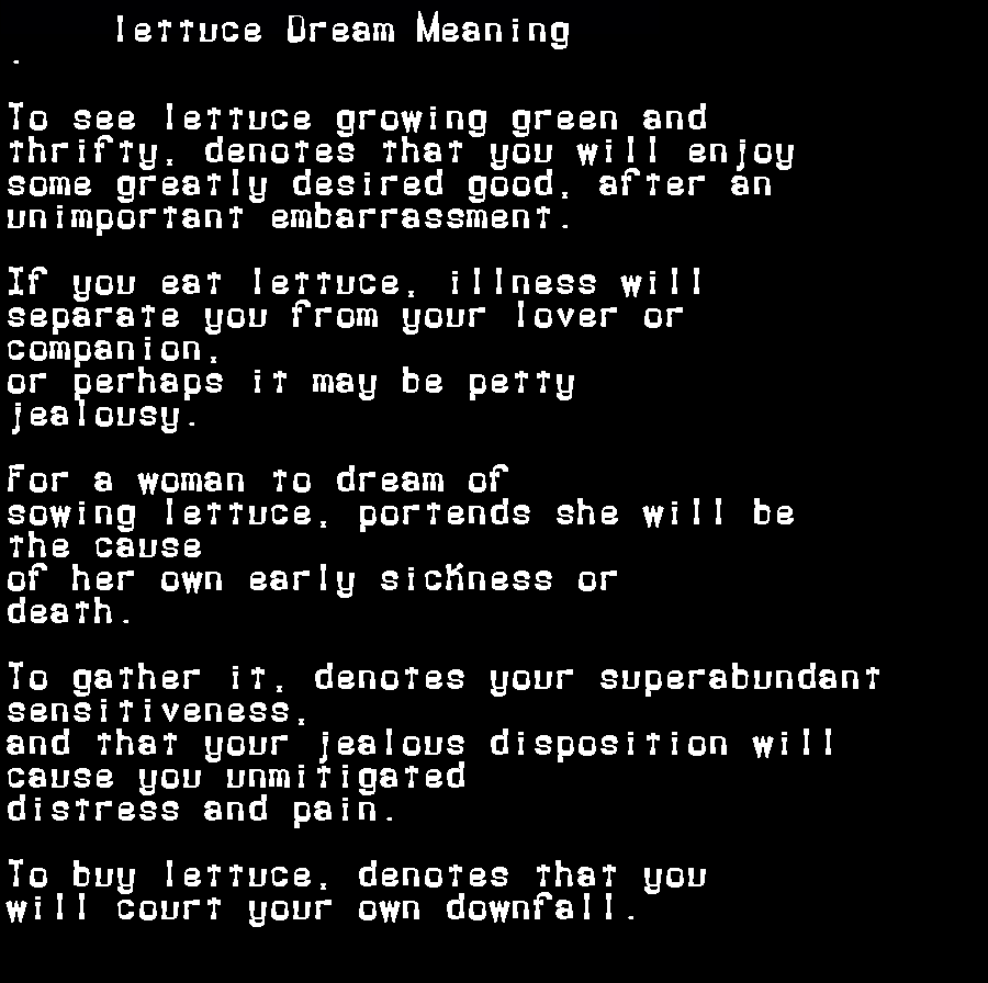  dream meanings lettuce