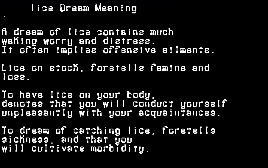  dream meanings lice