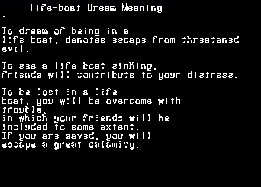  dream meanings life-boat