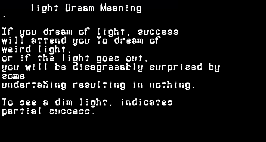  dream meanings light