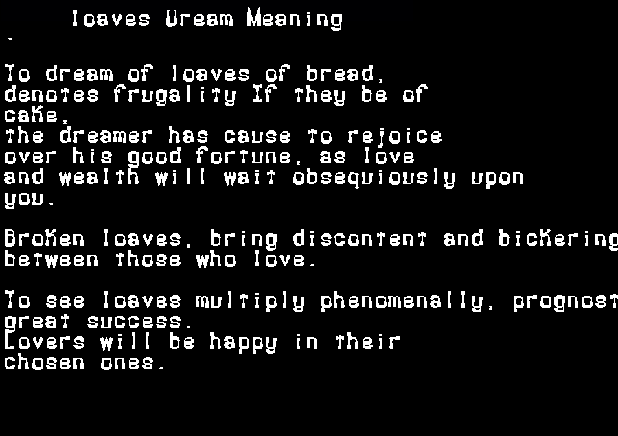  dream meanings loaves