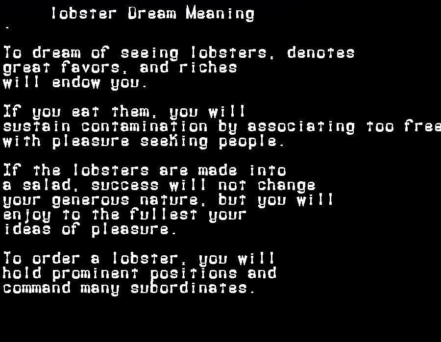 dream meanings lobster