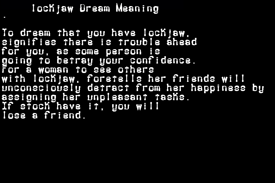  dream meanings lockjaw